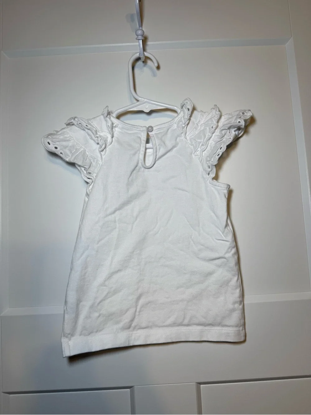 Janie and Jack White Eyelet Flutter Sleeve Tank Top 100% cotton